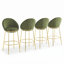 Tabouret de bar Celano Indoor moderne et luxueux, revêtement vert olive, pattes dorées polies, lot de 4-568402190