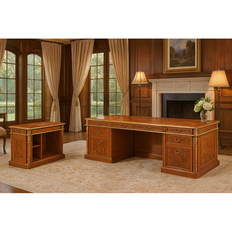 Infinity 82.7" Solid Wood Desk Set