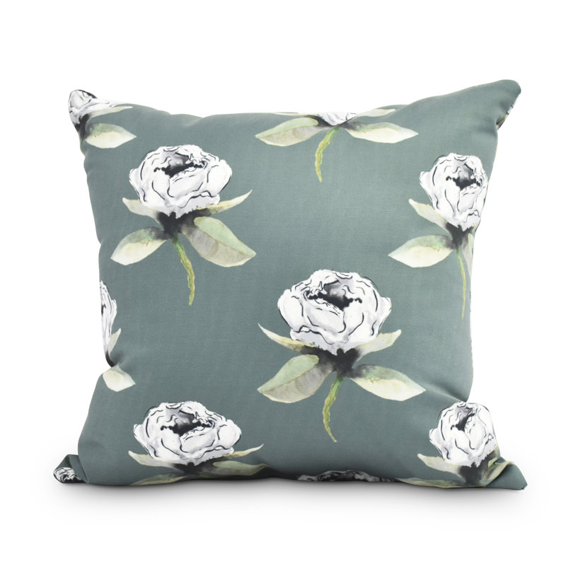 Fickle Florals Floral Reversible Throw Pillow, 20" x 20", Green