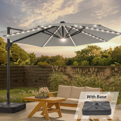 Moriceau 132'' Lighted Cantilever Umbrella with Crank Lift , Counter Weights Included