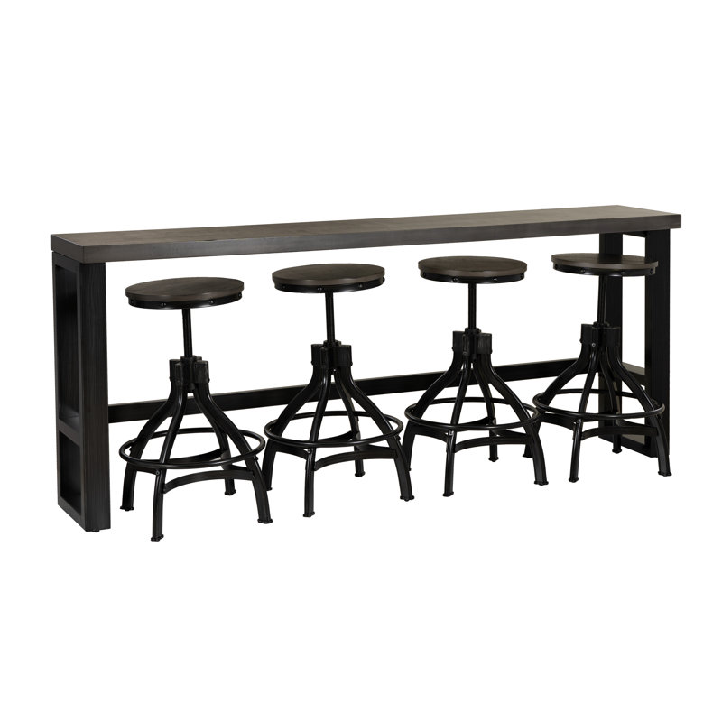 Ensemble bistro et tabouret 4 personnes Kerome, Gris