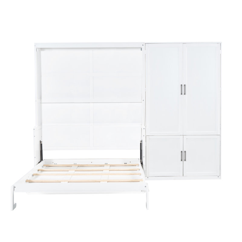 Grand lit avec système et garde-robe hydraulique - Surmatelas confortable blanc