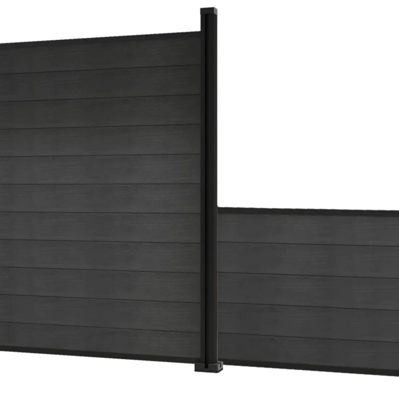 180 cm W Aluminium Fencing Kits Fencing, Anthracite Grey, 3ft / 900mm High, 1 Post + 5 Slats