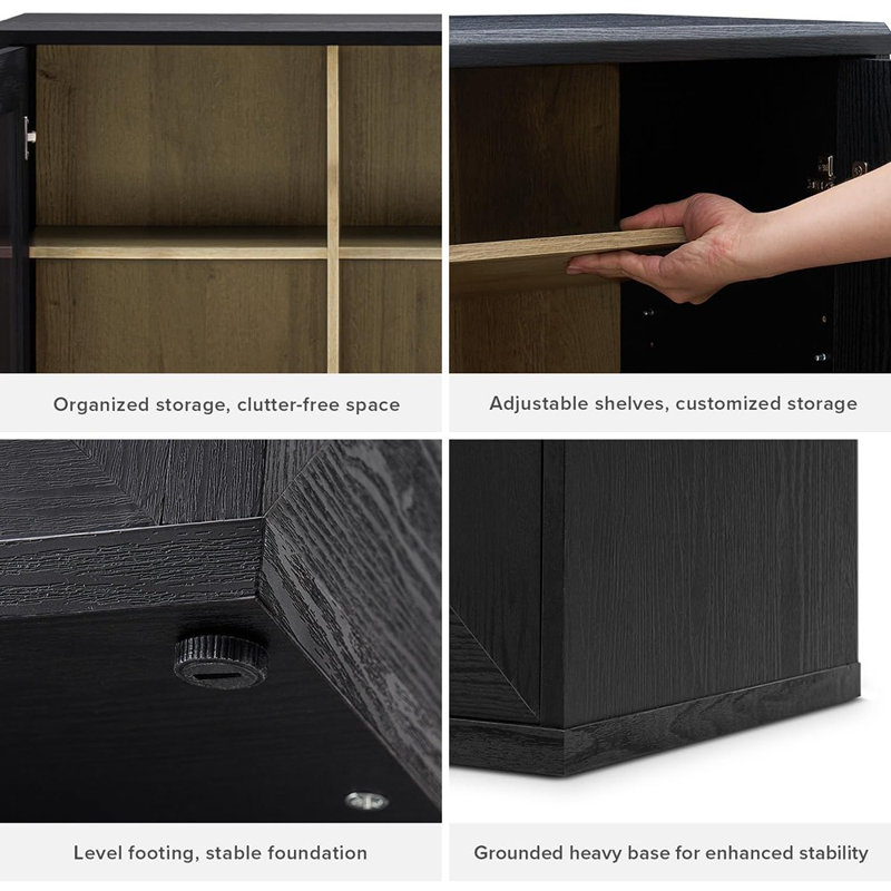 Armoire décorative arquée, buffet modulaire - Chêne noir
