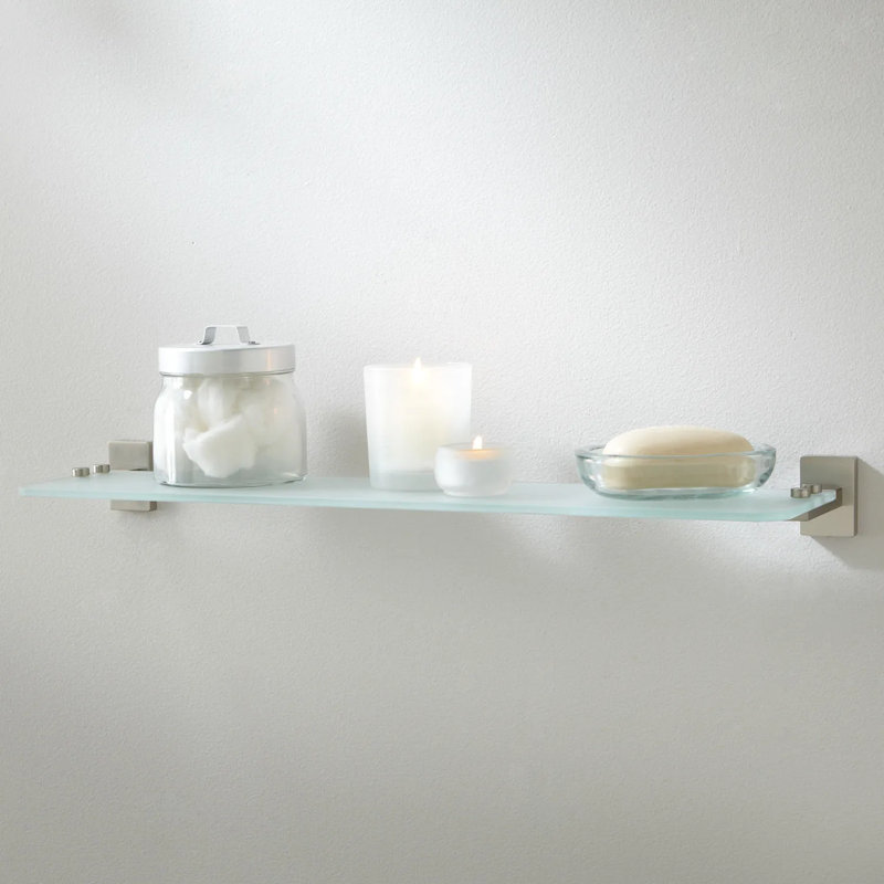 Tablette décorative en verre trempé 21 po 21 po Collection Holland, Nickel brossé
