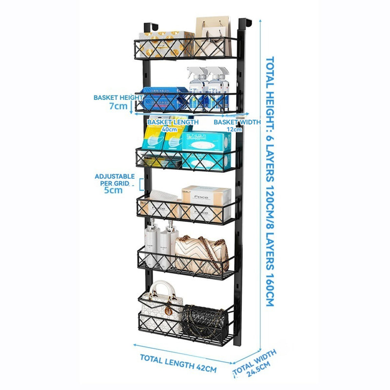 Rangement pour garde-manger à 8 niveaux, H 47,25 po x l 16,54 po x P 9,65 po