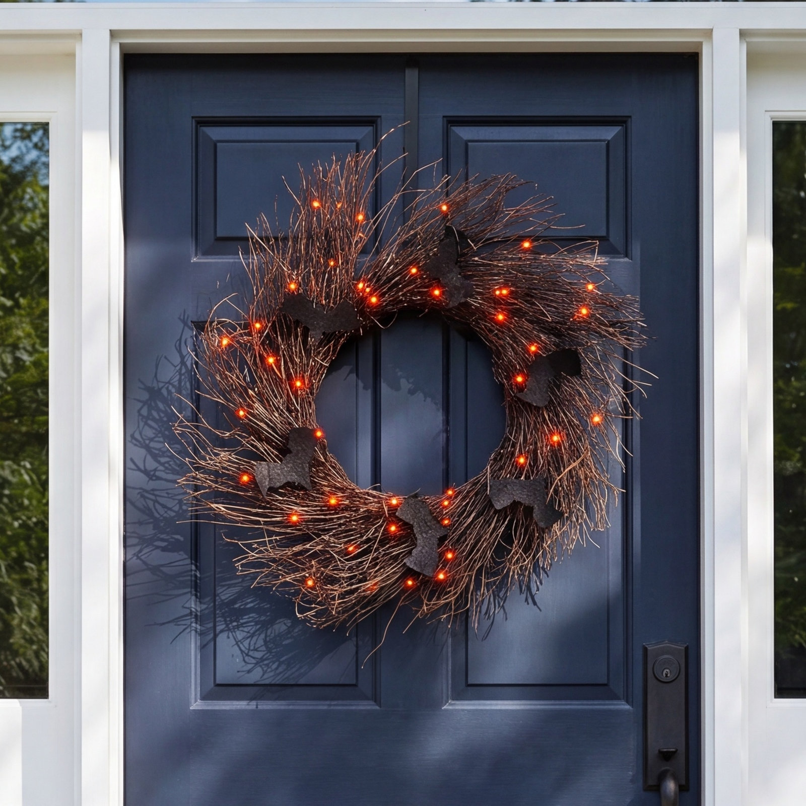 20" Pre-Lit Halloween Twig Wreath