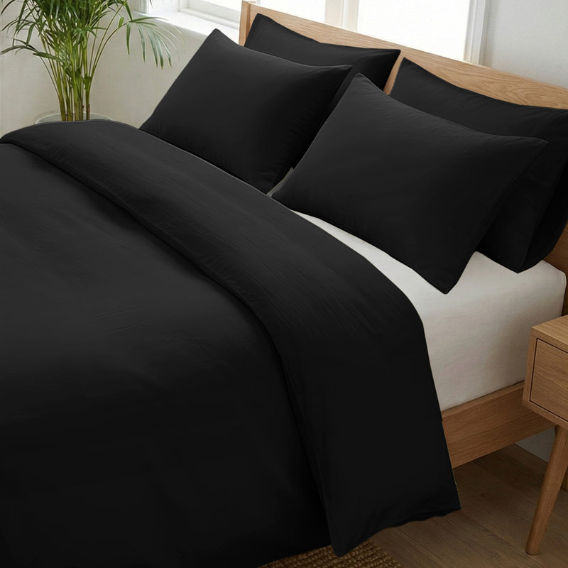 Cotton Bedding, Single (135cm x 200cm), Black