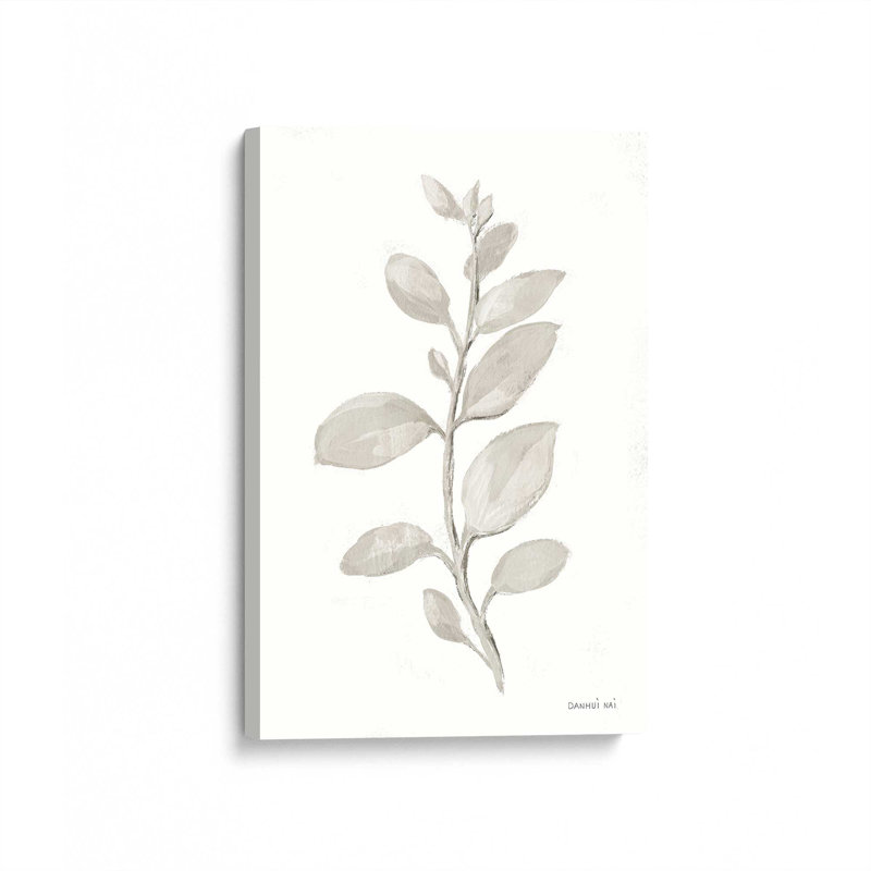 Toile tendue Elegant Grey Leaves II, H 18 po x l 12 po