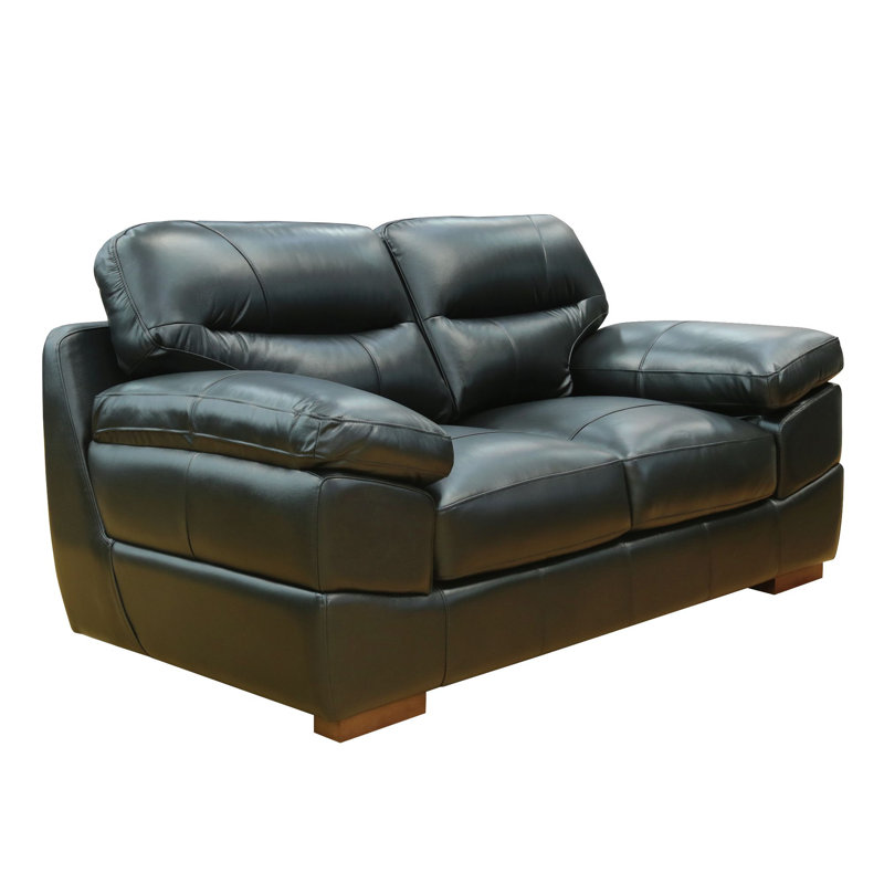 Jayson 73'' Upholstered Loveseat, Black Leather