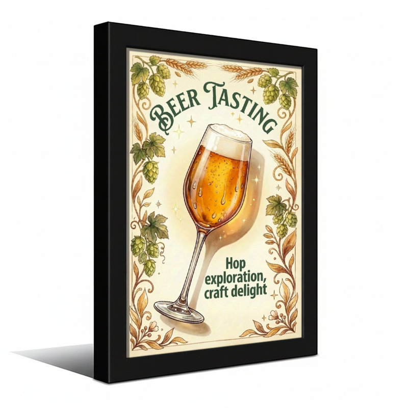 Dégustation de nourriture et de boissons, H 18 po x l 12 po, Toile tendue, Ne s’applique pas