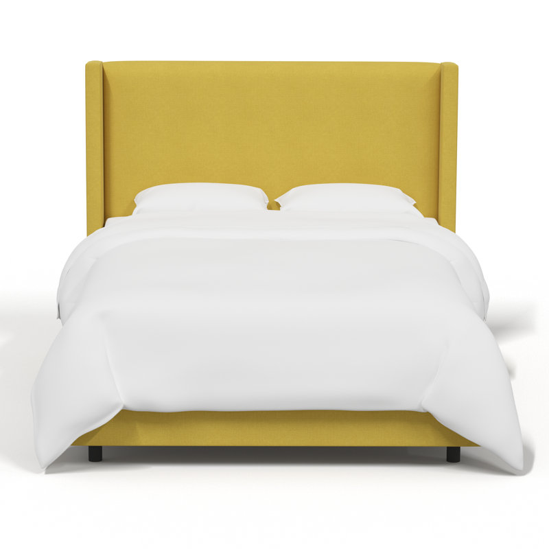 Hanson Upholstered Wingback Platform Bed, King, Classic Ochre Linen