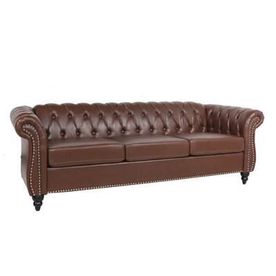 Aydeen 84"" Faux Leather Rolled Arm Chesterfield Sofa -  Charlton HomeÂ®, 8206316F992C48B7B9255DAF5E3619AD