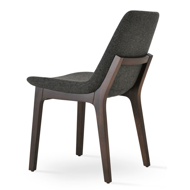 Chaise de salle à manger en bois Eiffel, Laine gris foncé