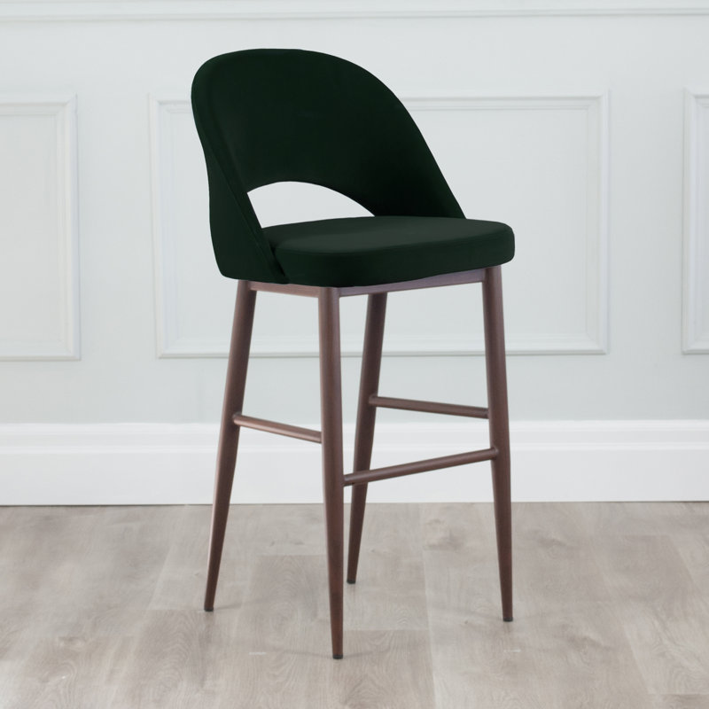 Tabouret de bar et de comptoir en velours Hamlett, Vert émeraude, Tabouret de bar (siège d’une hauteur de 30 po)
