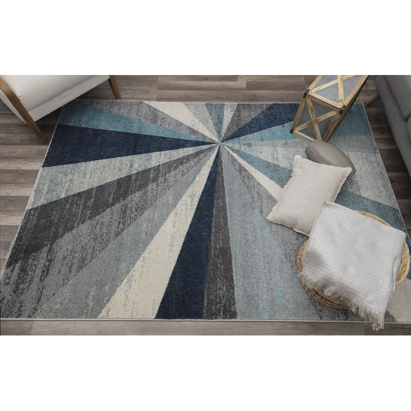 Hale Blue and Gray Geometric 8' x 10' Synthetic Area Rug