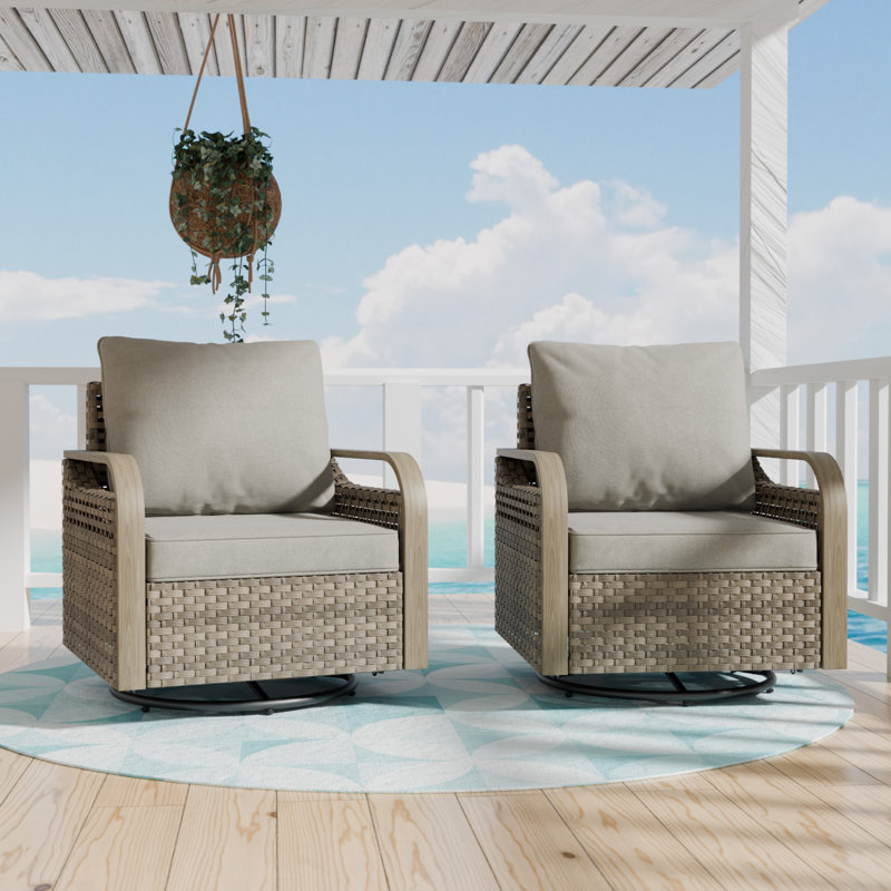 Fauteuil oscillant d'extérieur en osier Teag, Gris