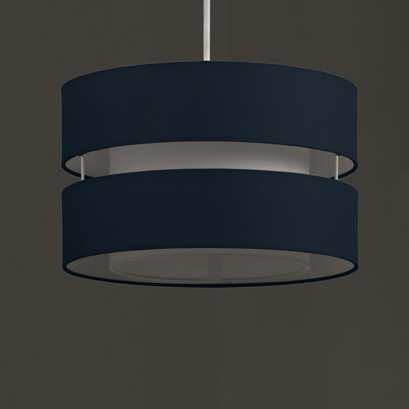 20cm H Cotton Drum Lamp Shade ( Uno ), Navy