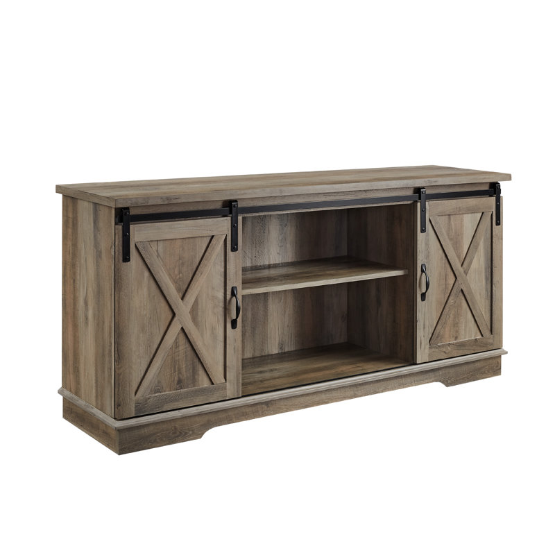 Meuble télé 58 po Farmhouse, H 28 po x L 58 po x l 15,5 po, Gris