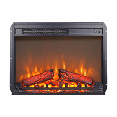 23" Electric Fireplace Insert, Heater With Log Set And Realistic Flame, Overheating Protection Without Control
