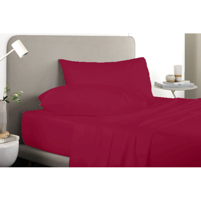 Microfiber Solid Colour Sheet Set, Queen Sheet Set + 1 Fitted Sheet + 2 Pillowcases, Bright Fuschia