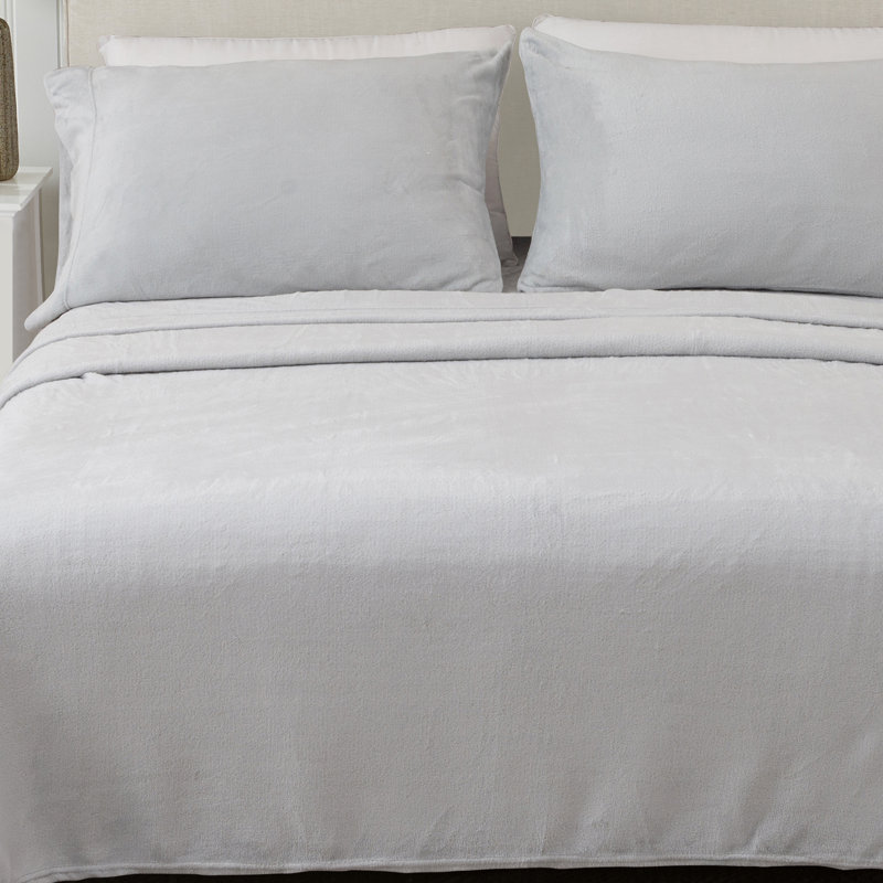 Ensembles de draps en velours ultra doux, Jumeau, Gris clair