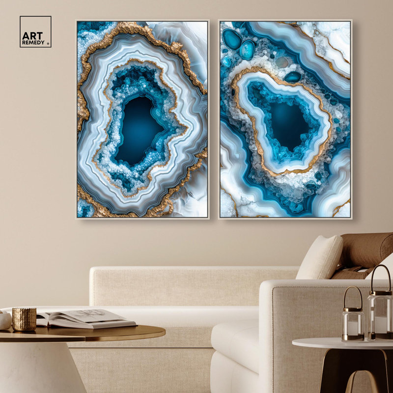 «Godeed Geode Eye Duo», ensemble d'art mural sur toile par Art Remedy, H 16 po x l 11 po, Toile tendue avec châssis