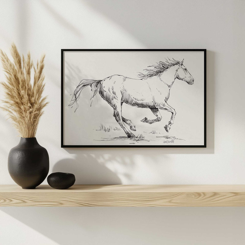 «Gallop S croquis» par Anne Tavoletti, reproduction d'art, H 12 po x l 16 po, Doré
