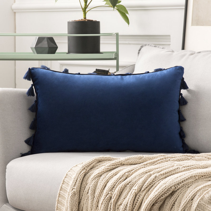 Velvet Pillow, Dark Blue, Pillow Cover Only - No Insert