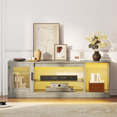 LED TV Unit for TVs up to 65 Inch, TV Cabinet , Gaming Entertainment Center with Adjustable Glass Shelf