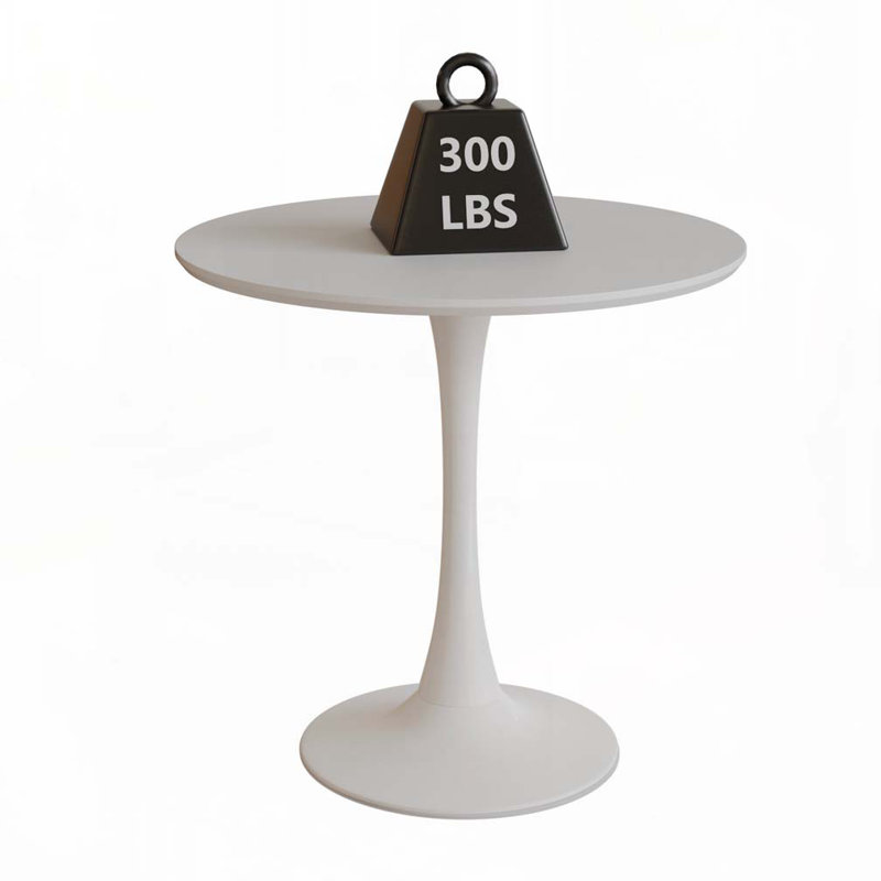 Wood Top Dining Table With Pedestal Base, White/White, 29.13"H x 31.5"L x 31.5"W