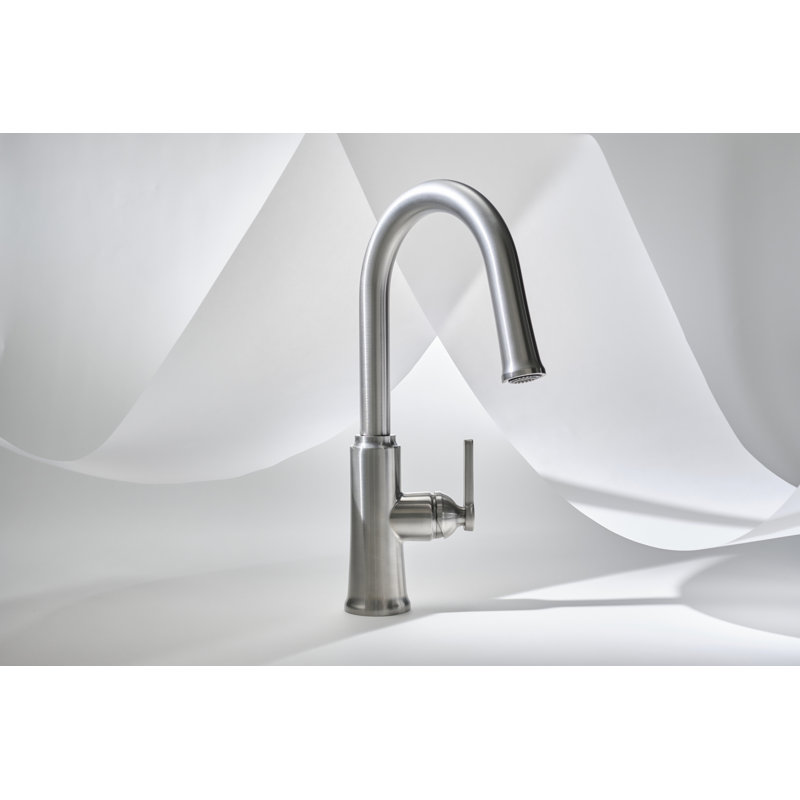Trattoria™ Solstice Pull Down Single Handle Kitchen Faucet with Boomerang Fully Retractable Spray Technology, Stainless Steel