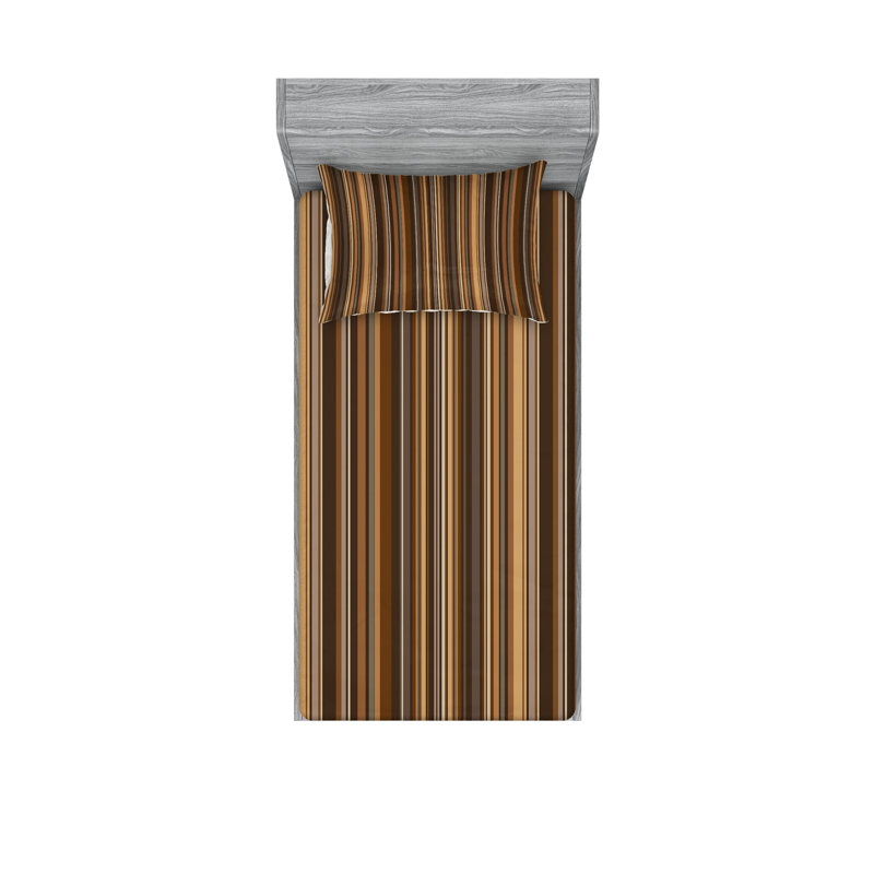 Drap-housse abstrait Ambesonne, Ensemble de draps pour lit simple + 3 pièces supp