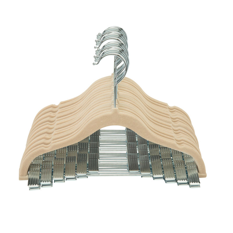 Paquet de 24 cintres pour enfants en velours gris Simplify, 24, Ivoire