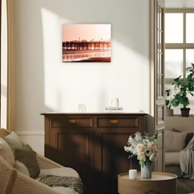 Pier At Sunset Unframed Canvas Wall Art 24" X 18"
