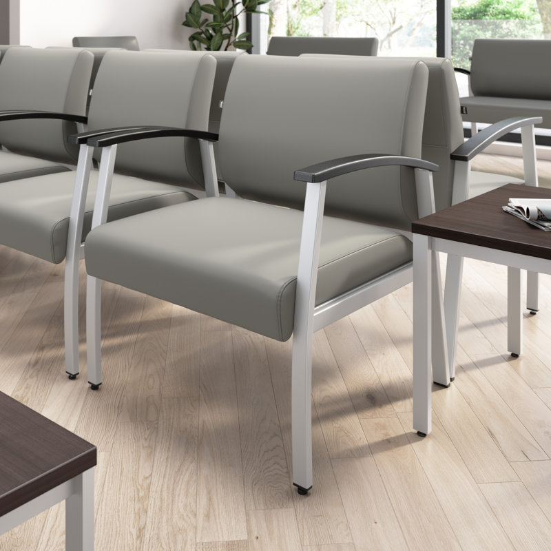 Chaise de salle d'attente en vinyle Arrive Collection, Gris clair