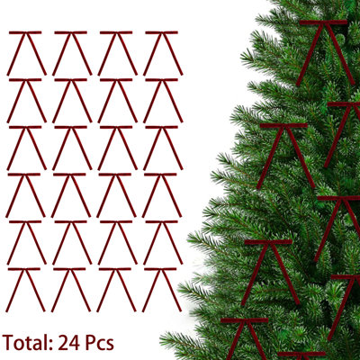 Ornements de Noël en velours rouge 24 pièces, arcs de Noël en velours, décoration de Noël unique pour Noël