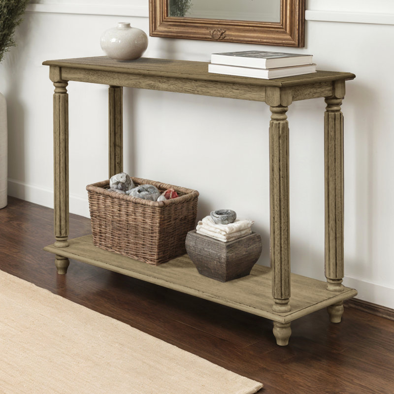 Cason Farmhouse Solid Wood 2 Tier 35.4" Console Table, Brown