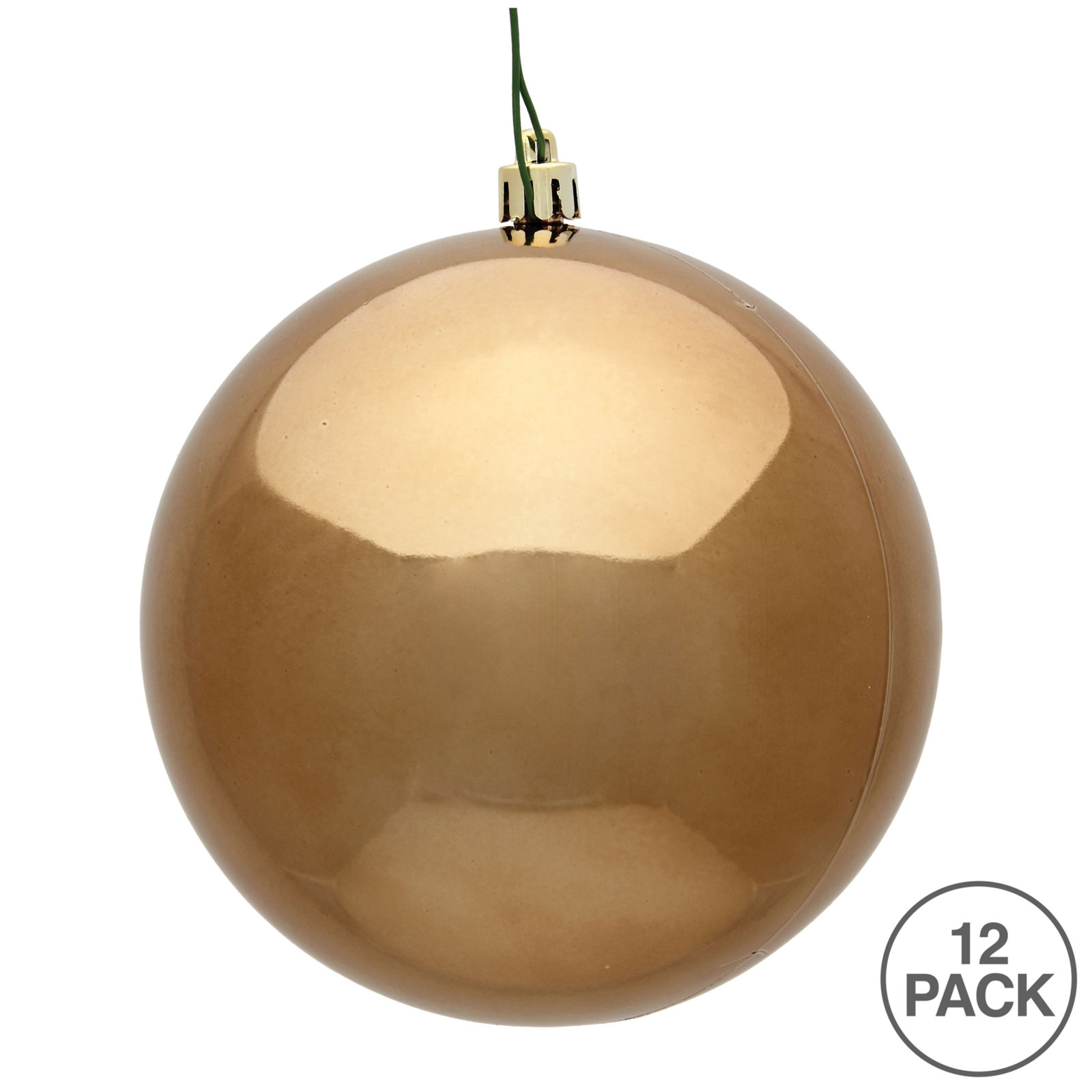 Holiday Décor Ball Ornament, 2.75" H x 2.75" W x 2.75" D, Mocha Shiny