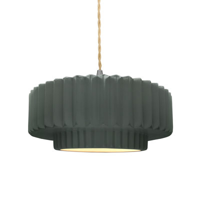 Gela 1-Light Ceramic and Metal Drum Pendant