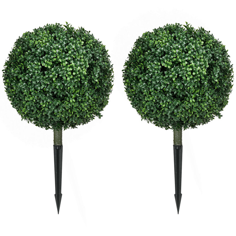Ensemble de 2 topiaires de buis artificiels avec piquets