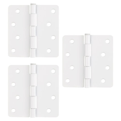 Charnière de porte à roulement simple en acier blanc avec tige amovible, rayon de 4 x 4 po 1/4, paquet de 3