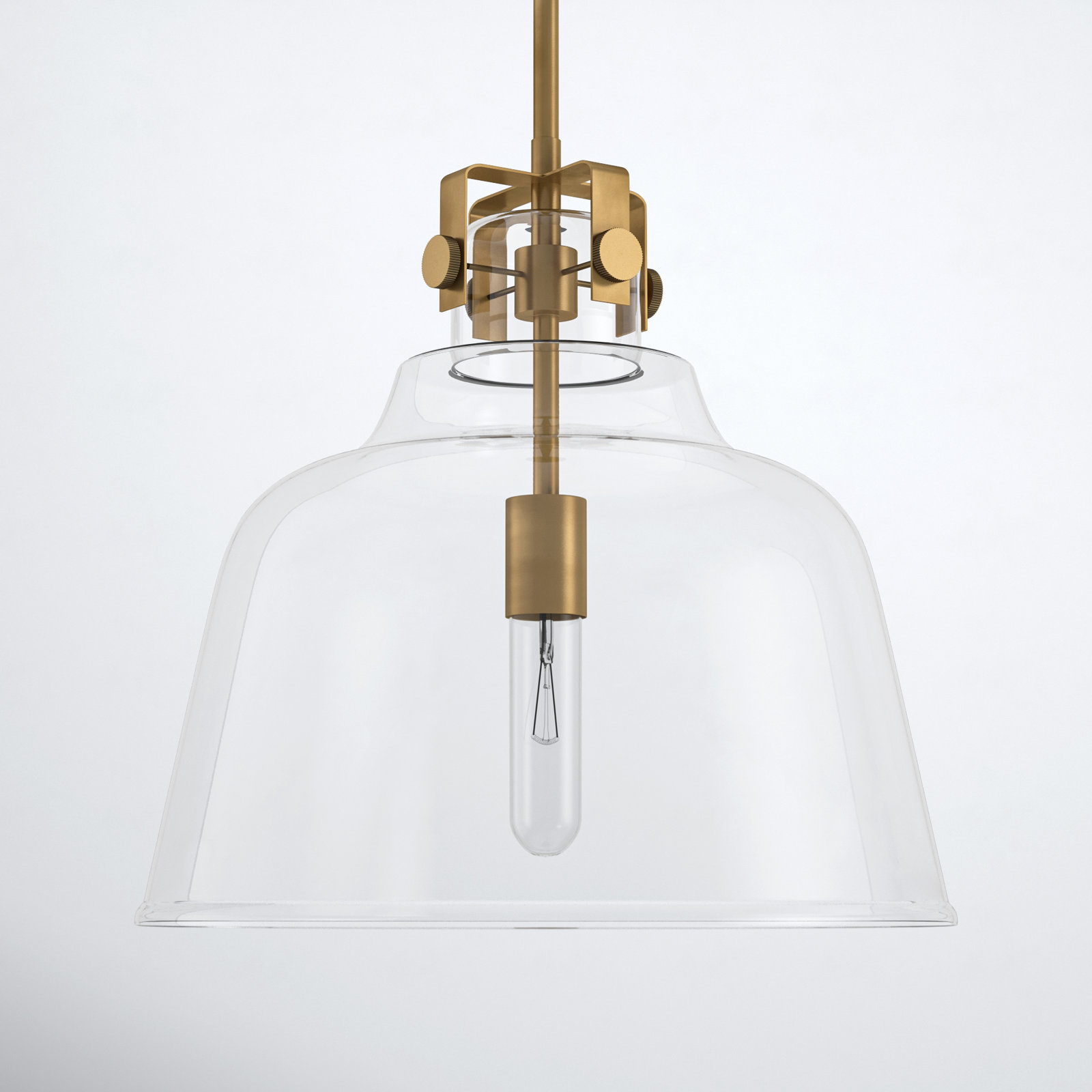 Zander Single Light Glass Steel Dimmable Pendant
