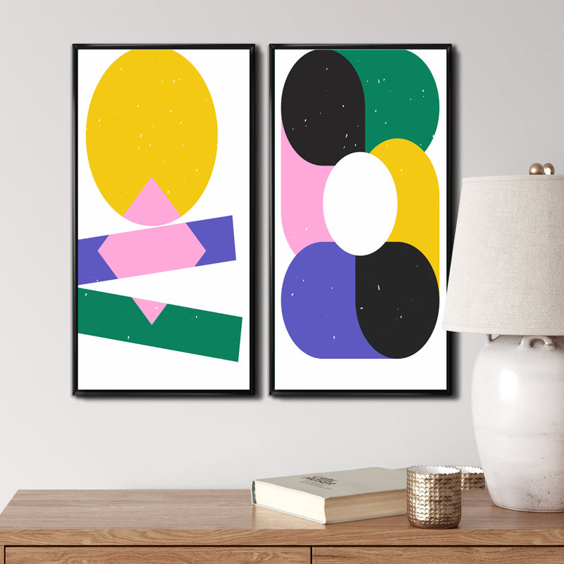 «Retro Abstract Minimal Colorful Geometrics VII», ensemble de 2 reproductions, H 32 po x l 32 po x P 1 po