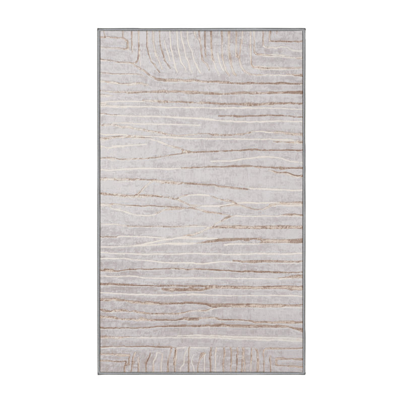 Tapis gris lavable à la machine, Rectangle 7 pi x 10 pi