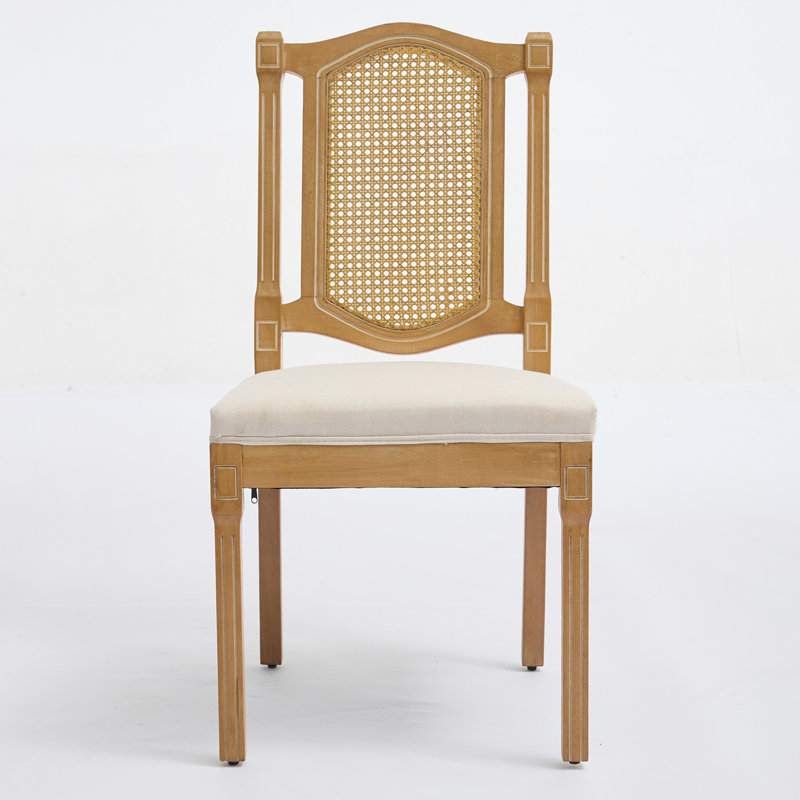 Solid Wood Rattan-Back Dining Chair