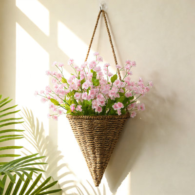 12pcs 47cm/18.5in Artificial Forget-Me-Not Bouquet - Premium Plastic and Polyester Artificial Flower Arrangement for Home, Indoor and Outdoor, Wedding, Office Decoration, Pink