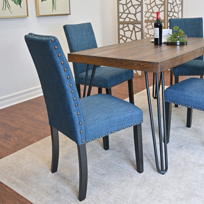 7-Piece Dining Set, Hairpin Dining Table with 6 Chairs, 3 Color Options