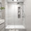 Portes de douche coulissantes simples sans cadre à fermeture en douceur de l 56 à 60 po x H 74 po, verre trempé de 5 po à 16 po d'épaisseur, quincaillerie en acier inoxydable