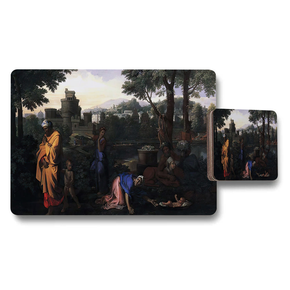 Placemat Coaster Set With Classical Landscape Painting Print